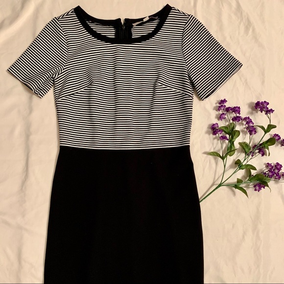 Striped black and white dress.